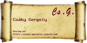 Csáky Gergely névjegykártya